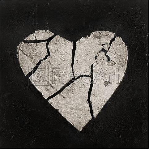 a white broken heart on a black background