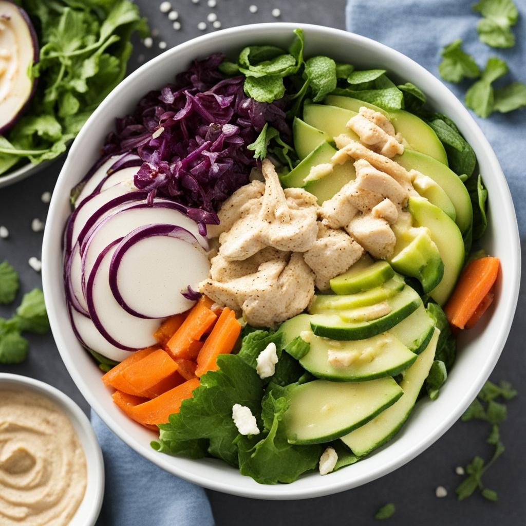 Healthy Chicken & Grain Hummus Delight