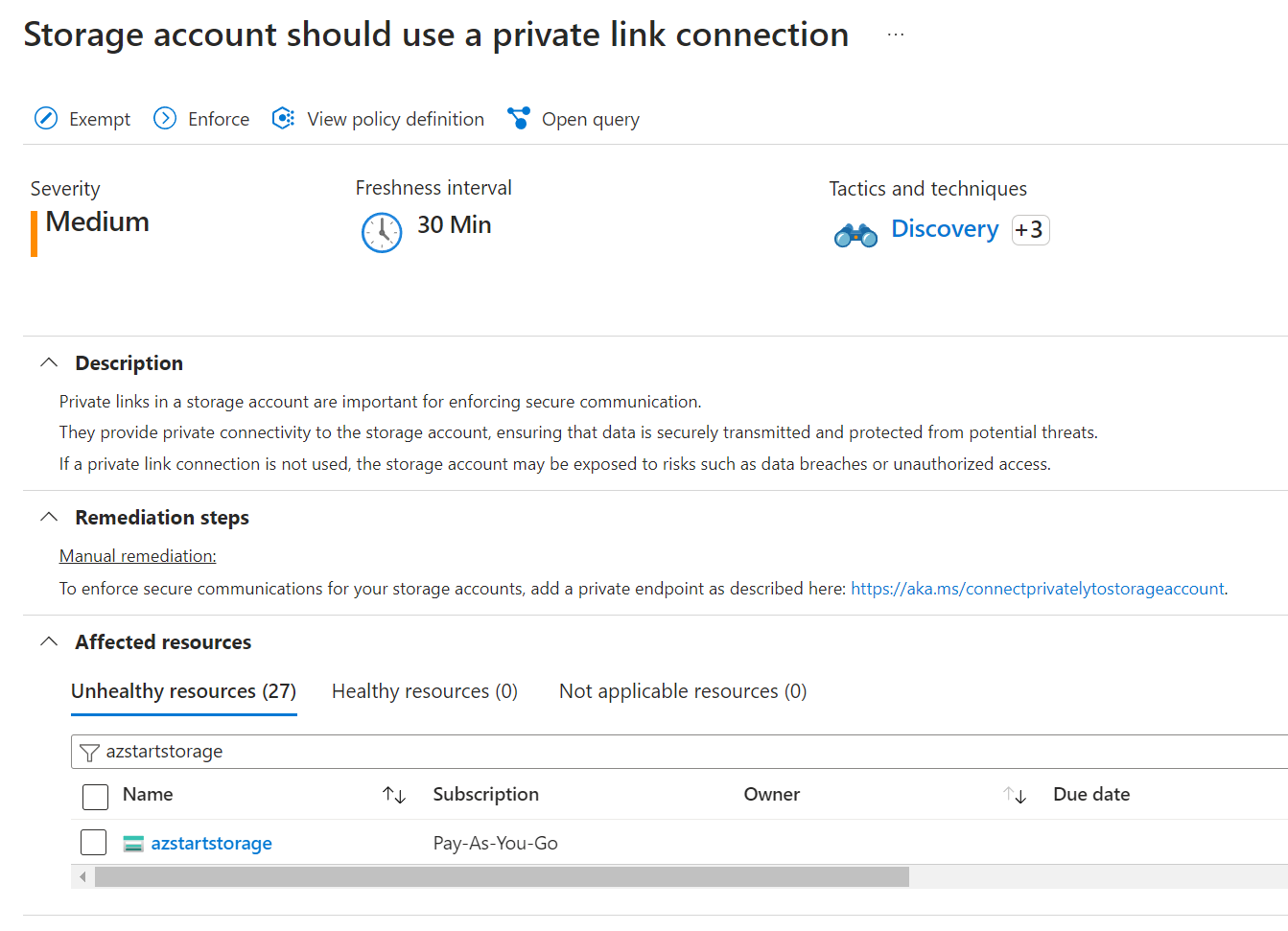 Storage account should use a private link connection