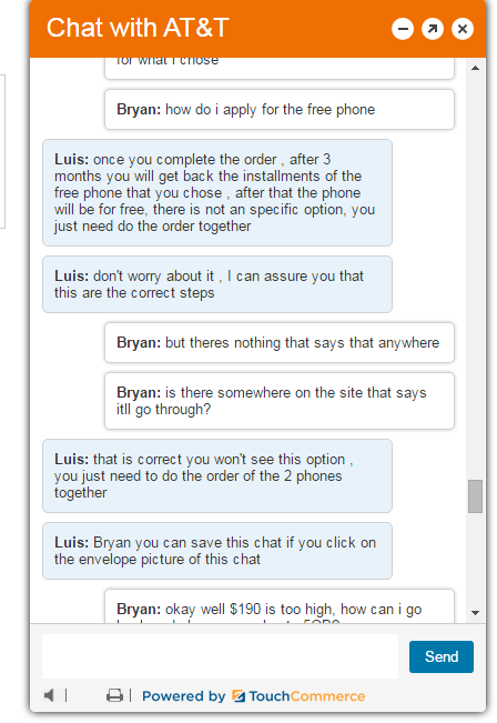 So the Chat service rep at the AT&T website is assuring me that if I ...