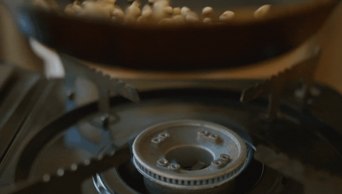 GIF of toasting pine nuts