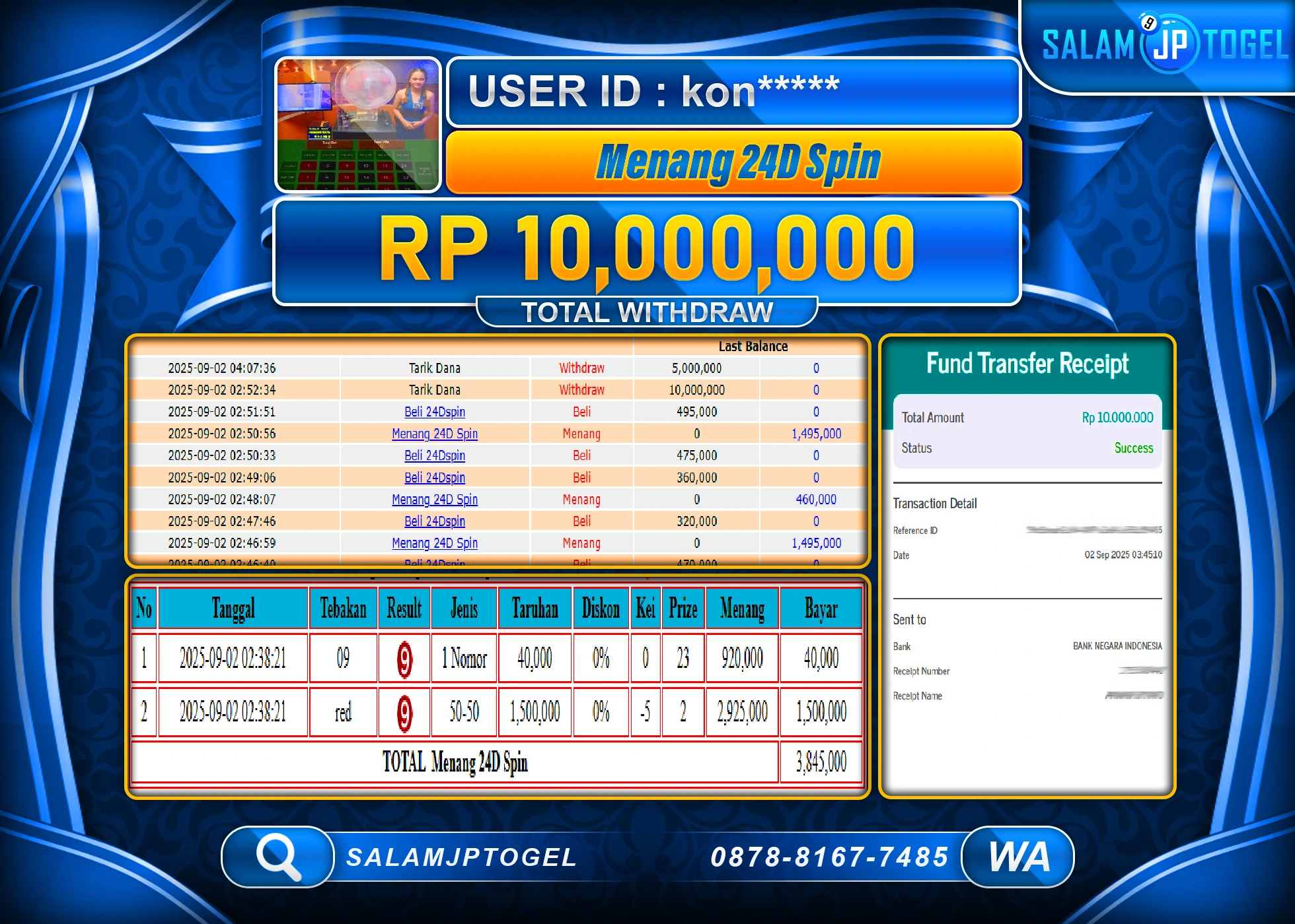 SALAMJPTOGEL MENANG 24D Spin GAMES Rp.10,000,000