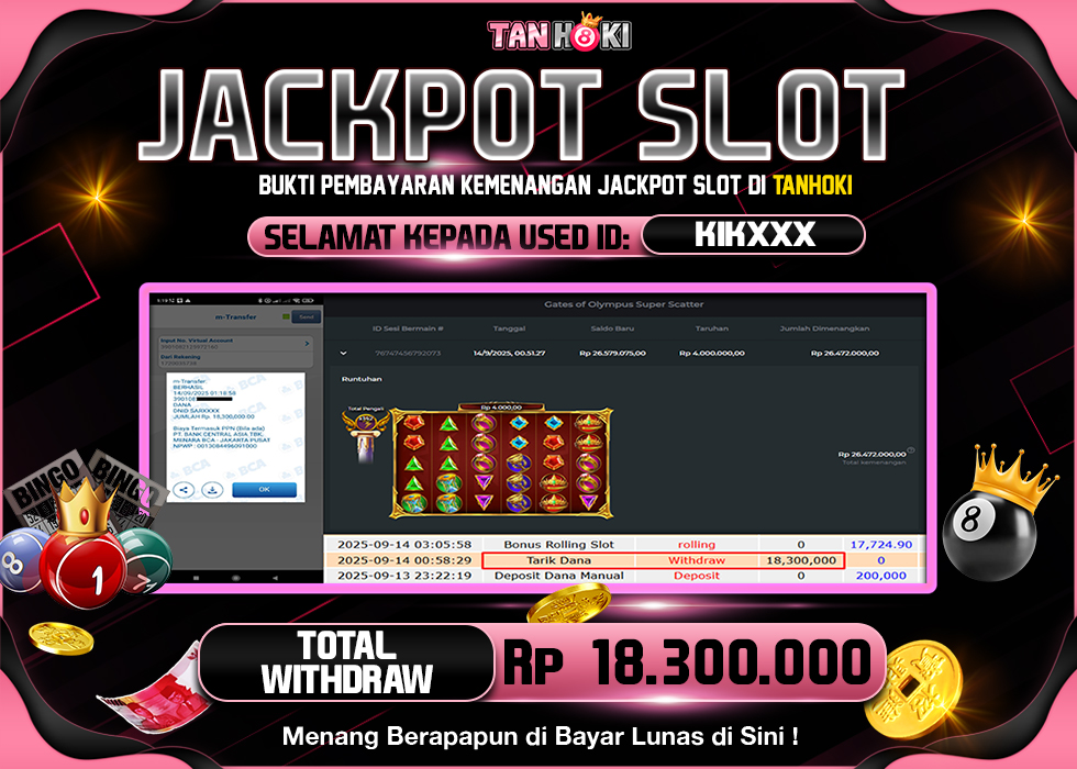 TANHOKI JACKPOT SLOT Gates of Olympus Super Scatter Rp.18.300.000,- LUNAS
