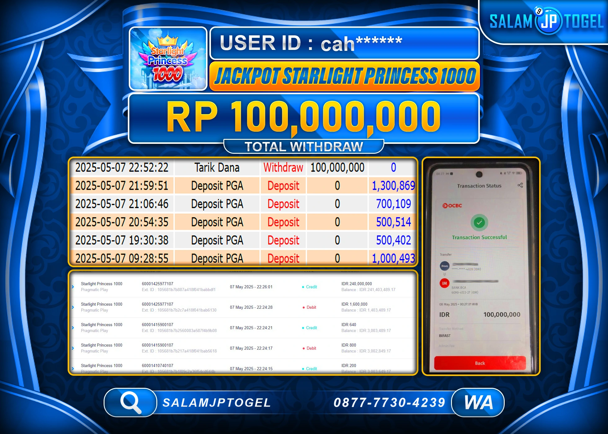 SALAMJPTOGEL MENANG Starlight Princess 1000 Rp.100,000,000 LUNAS