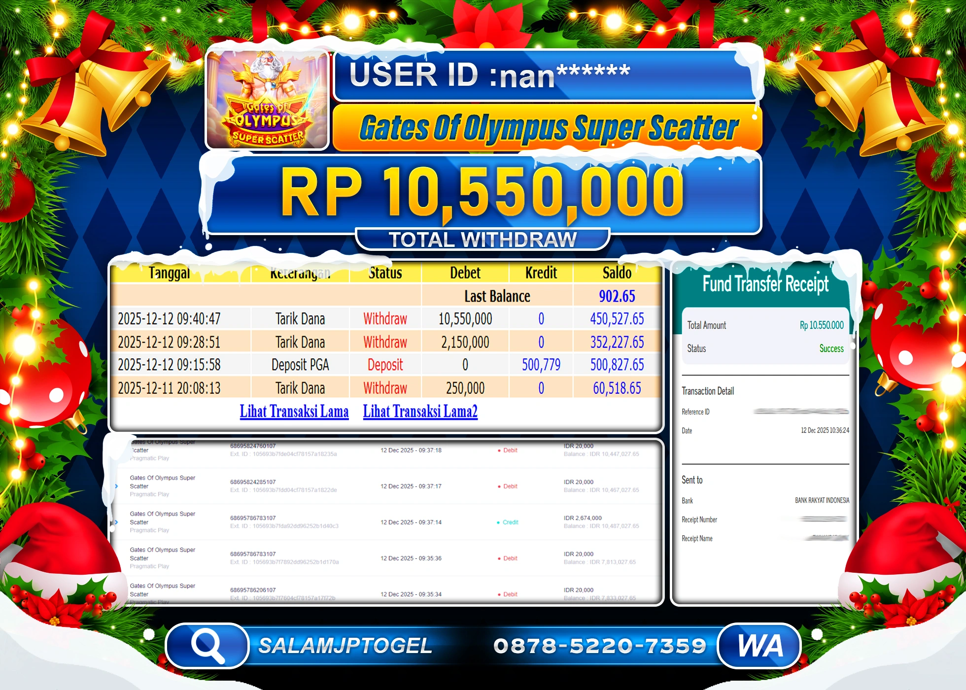SALAMJPTOGEL GATE OF OLYMPUS SUPER SCATTER Rp.10,550,000 - LUNAS
