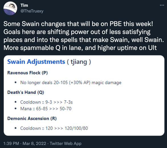 League of Legends update: Swain changes coming to PBE, next patch