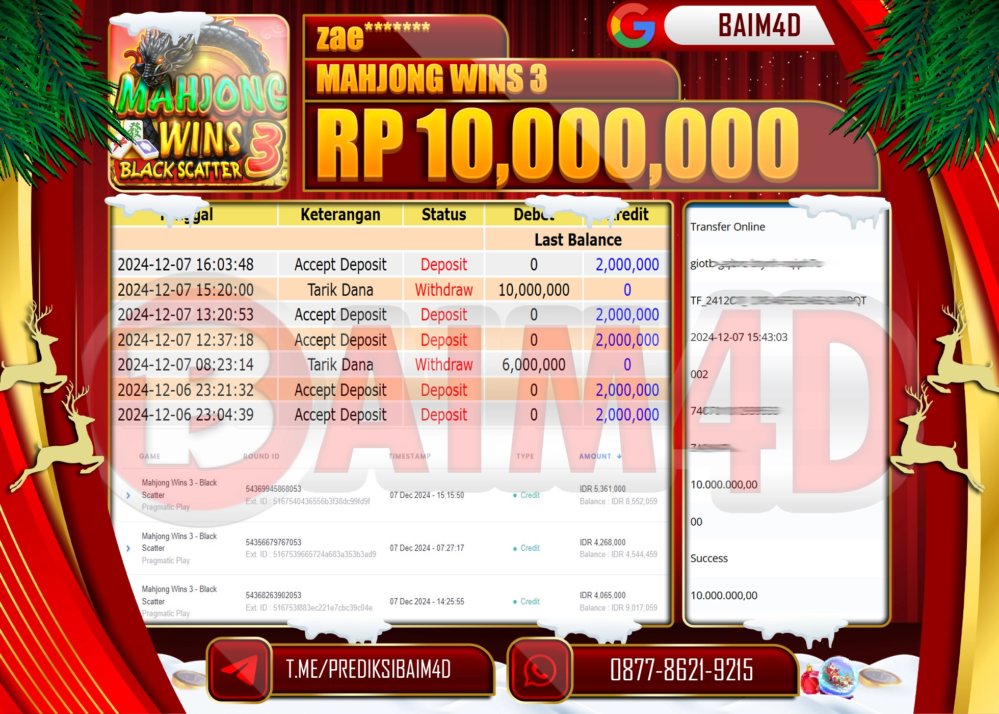 BAIM4D JACKPOT Mahjong Wins 3 - Black Scatter Play Rp.10,000,000.- LUNAS