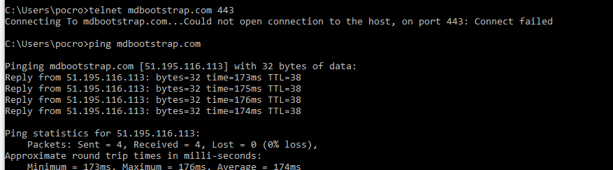 MDBootstrap ping