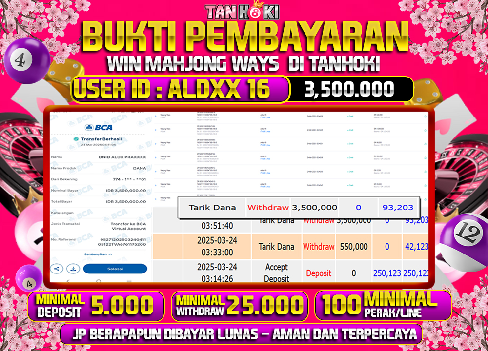 TANHOKI JACKPOT SLOT MAHJONG WAYS  Rp.3,500,000,- LUNAS