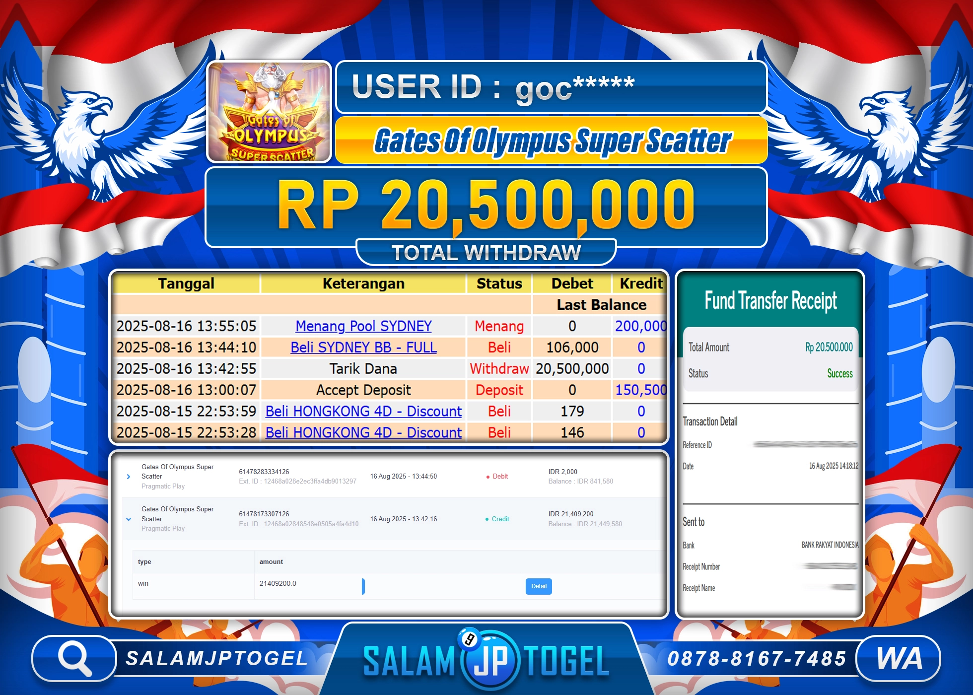 SALAMJPTOGEL MENANG JACKPOT OLYMPUS SUPER SCATTER  Rp.20,500,000