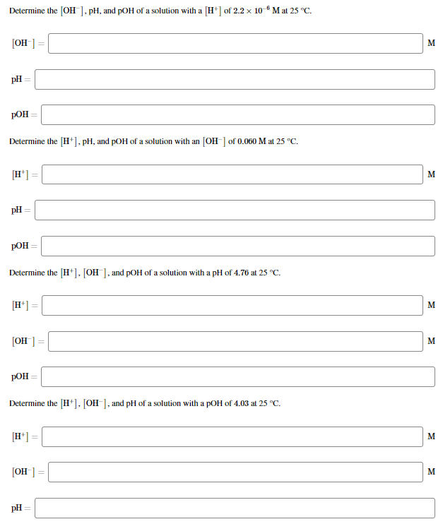 Solved What are the concentrations of OH and H' in a 0.00075 | Chegg.com