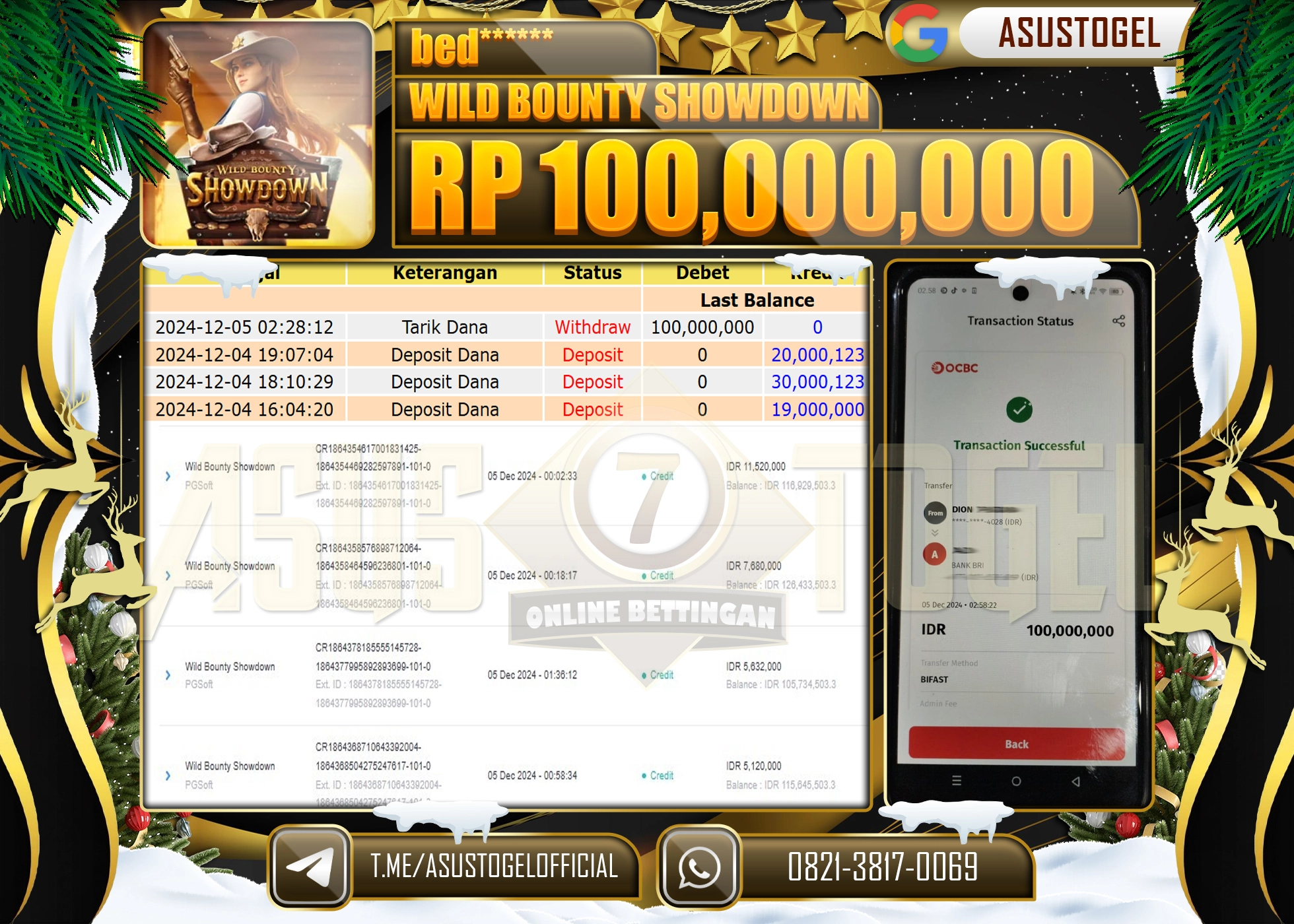 ASUSTOGEL KEMENANGAN DI GAMES PG SOFT WILD BOUNTY SEBESAR 100,000,000- RUPIAH LUNAS