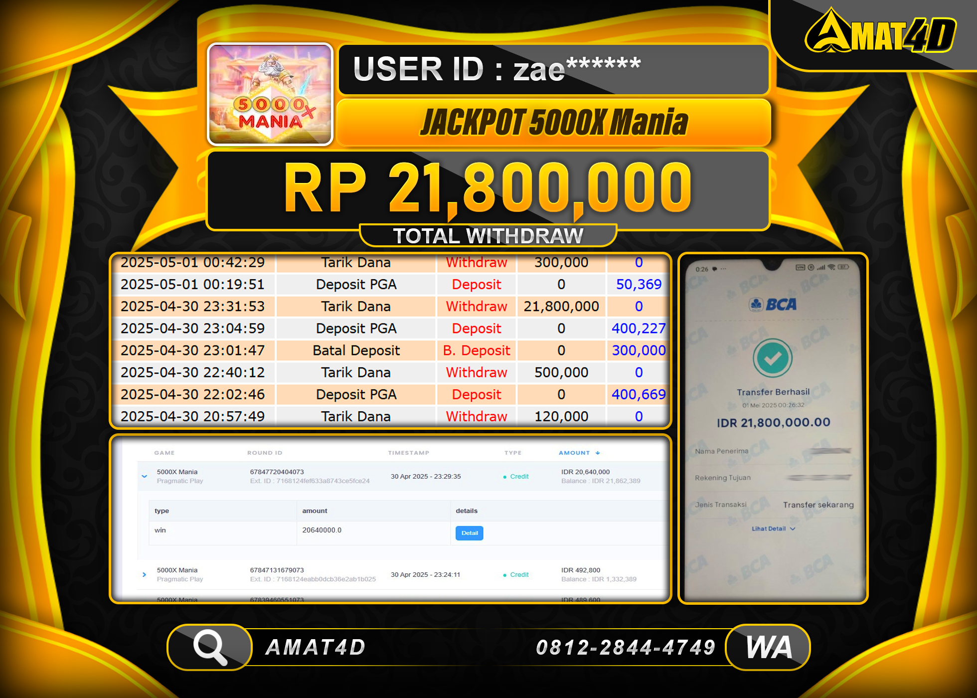 AMAT4D KEMENANGAN SLOT 5000X MANIA Rp.21.800.000 BERHASIL TERBAYAR LUNAS