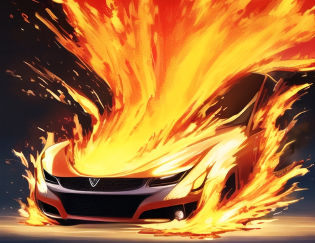 Sportscar so super hot its on fire