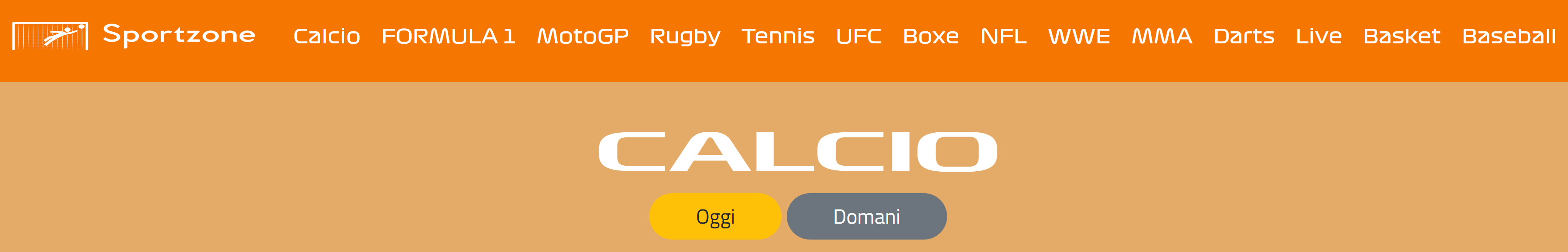 Schermata del noto sito di streaming gratuito per il calcio e lo sport Sportzone.guru