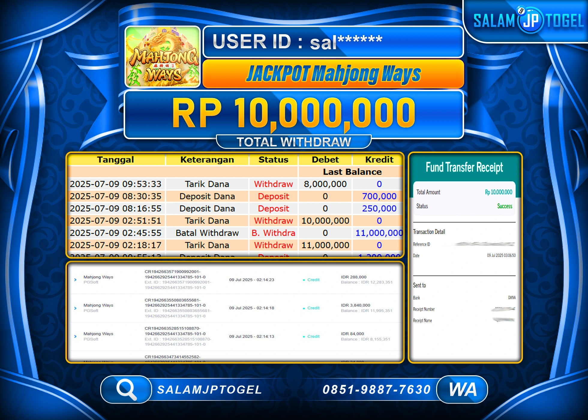 SALAMJPTOGEL MENANG MAHJONG WAYS Rp.10,000,000