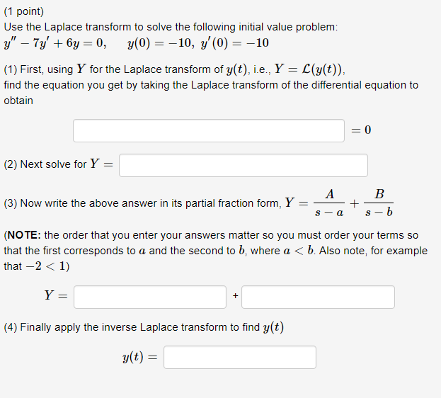 solved-1-point-use-the-laplace-transform-to-solve-the-chegg