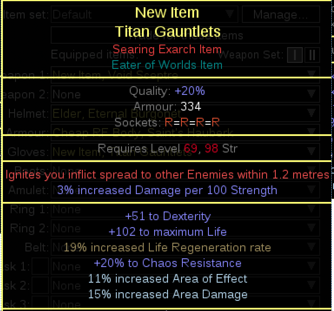 Example crafted Gloves