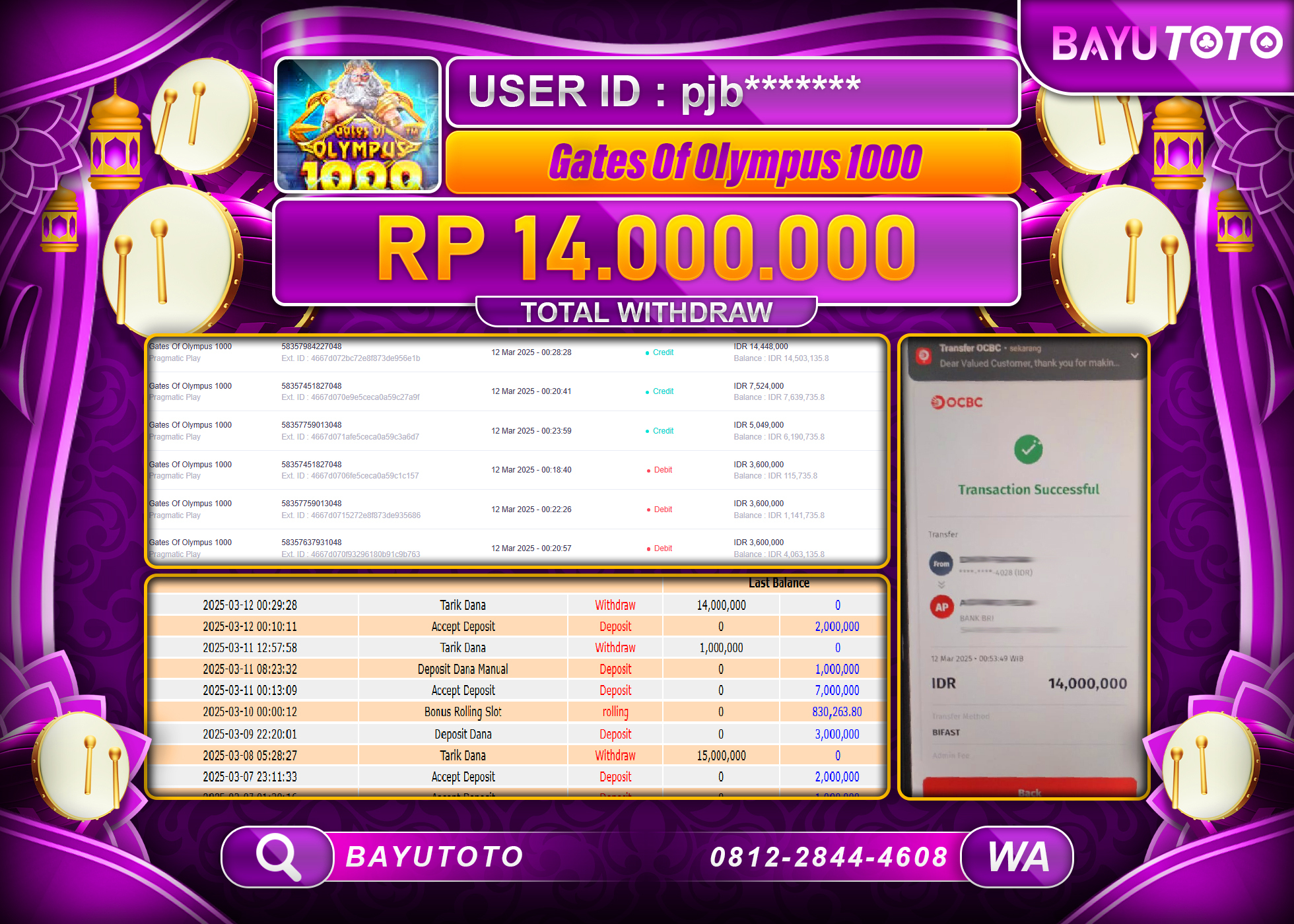 BAYUTOTO JACKPOT DIGATES OLYMPUS 1000 Rp.14.000.000 LUNAS