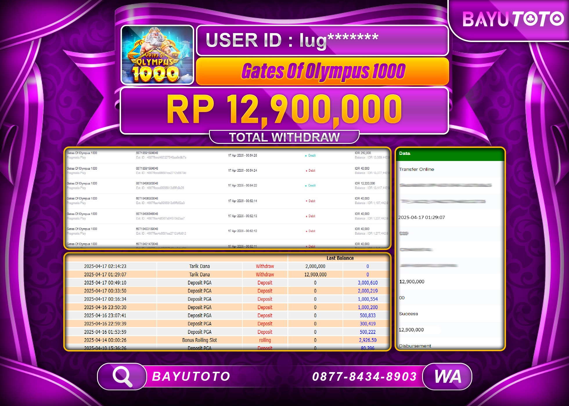 BAYUTOTO JACKPOT SLOT GATES OF OLYMPUS PRAG MATICRp.12.900.000 LUNAS