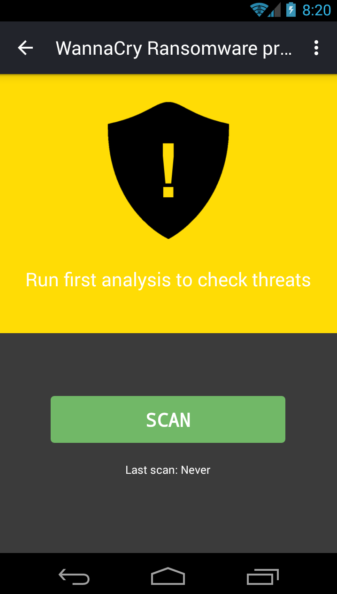 One of the fake anti-WannaCry antivirus app found by Malwarebytes