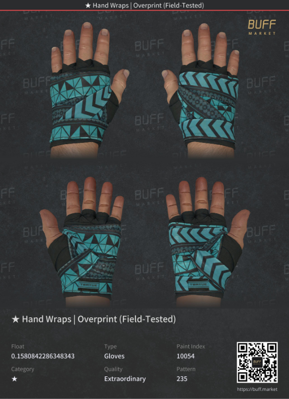 [PC] Stattrak Butterfly Blue Steel, Hand Wraps Overprint, Driver Gloves
