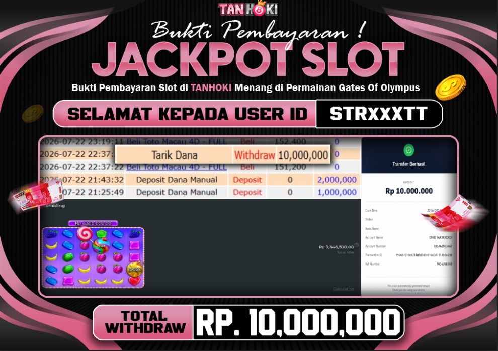 HAPPY JACKPOT MEMBER TANHOKI SLOT SWEET BONANZA 1000 Rp 10.000.000-, - LUNAS
