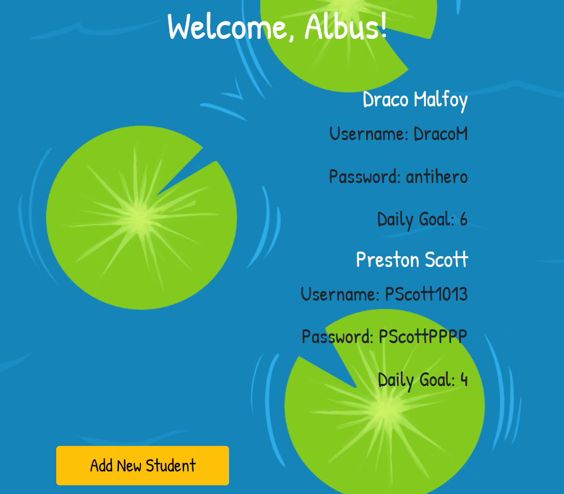 Image of teacher dashboard