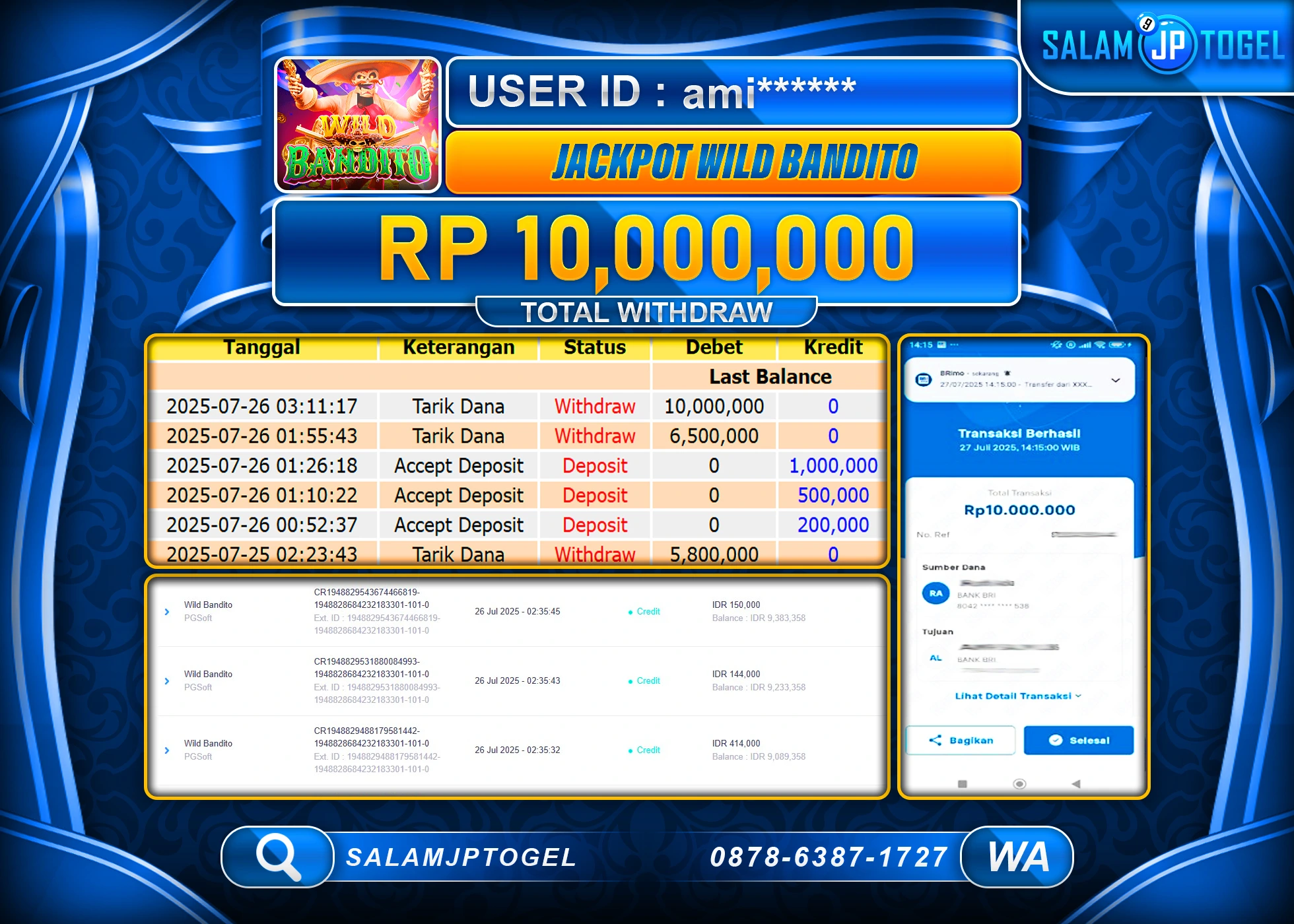 SALAMJPTOGEL MENANG WILD BANDITO  Rp.10,000,000