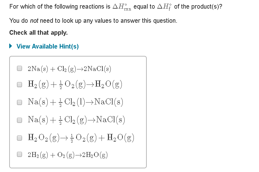 Solved The standard heat of formation, ДНі , is defined as
