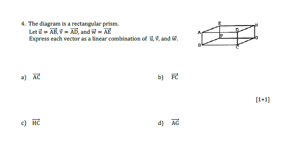 Solved The Diagram Is A Rectangular Prism Let U Ab V Chegg Com