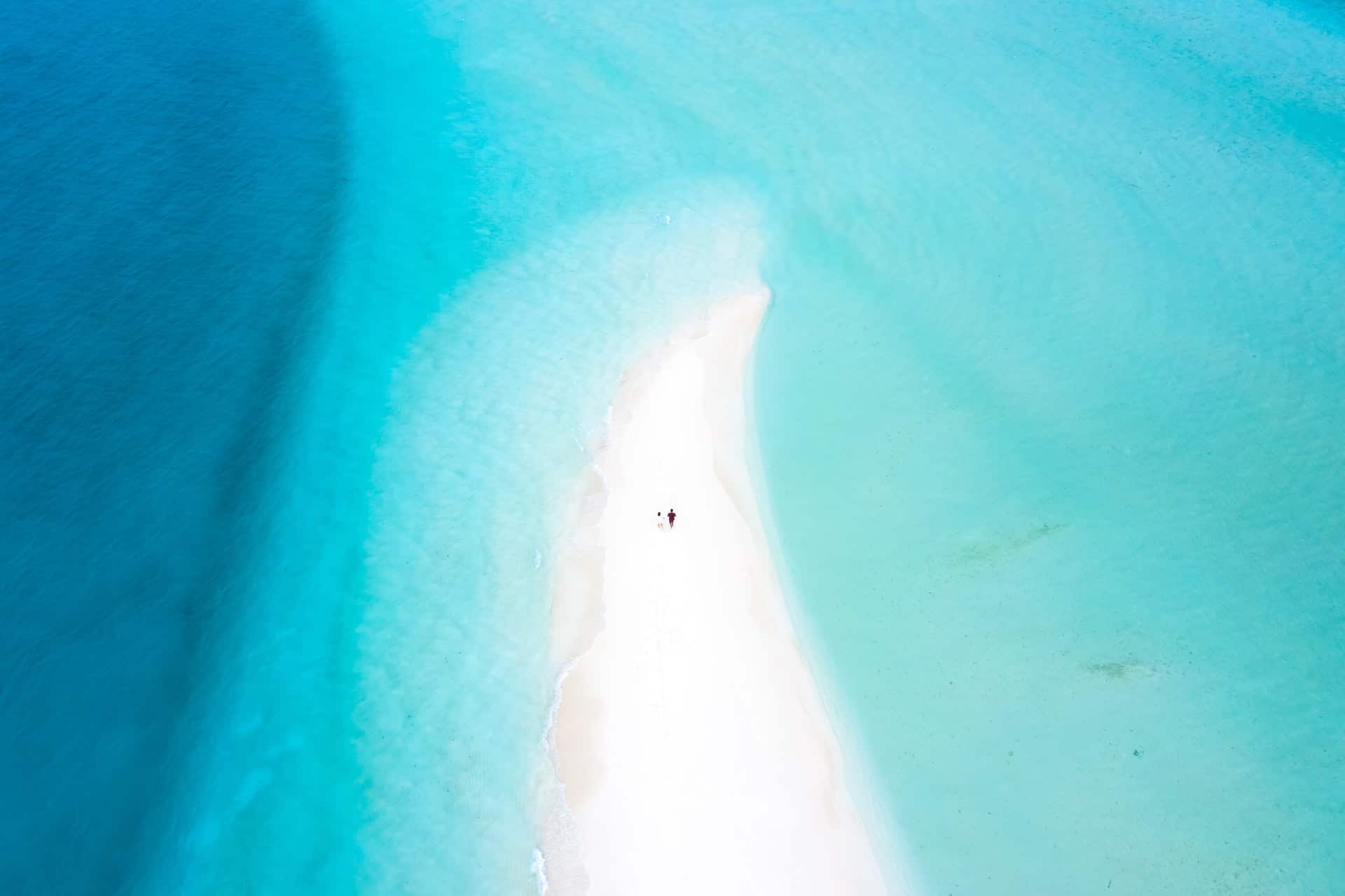 beach a couple, drone picture