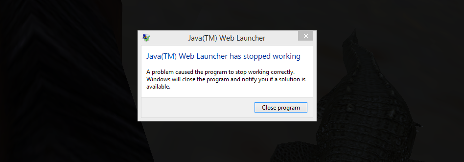 Java Web Start Launcher Has Stopped Working