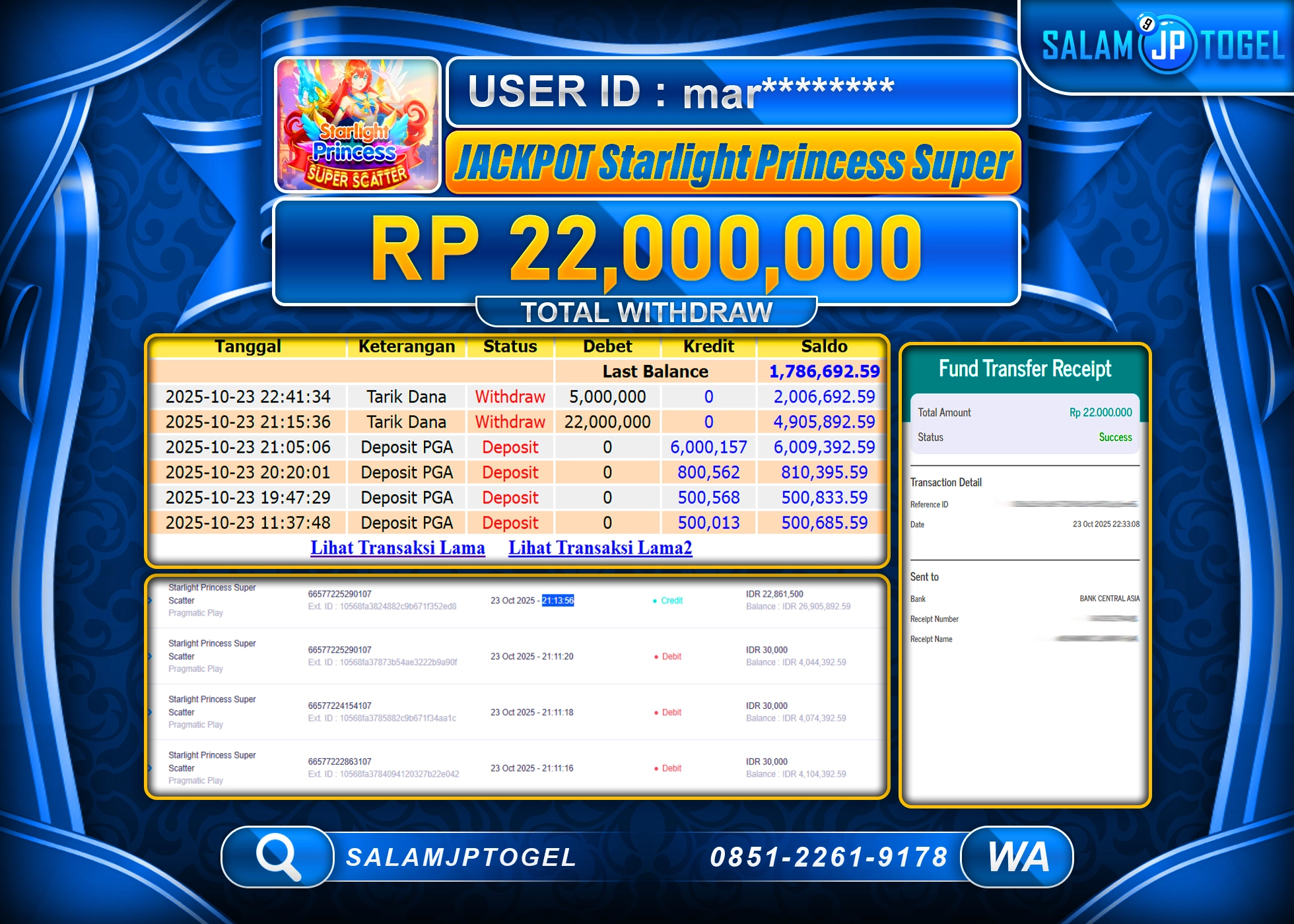 SALAMJPTOGEL MENANG STARLIGHT PRINCES SSUPER Rp.22,000,000-LUNAS