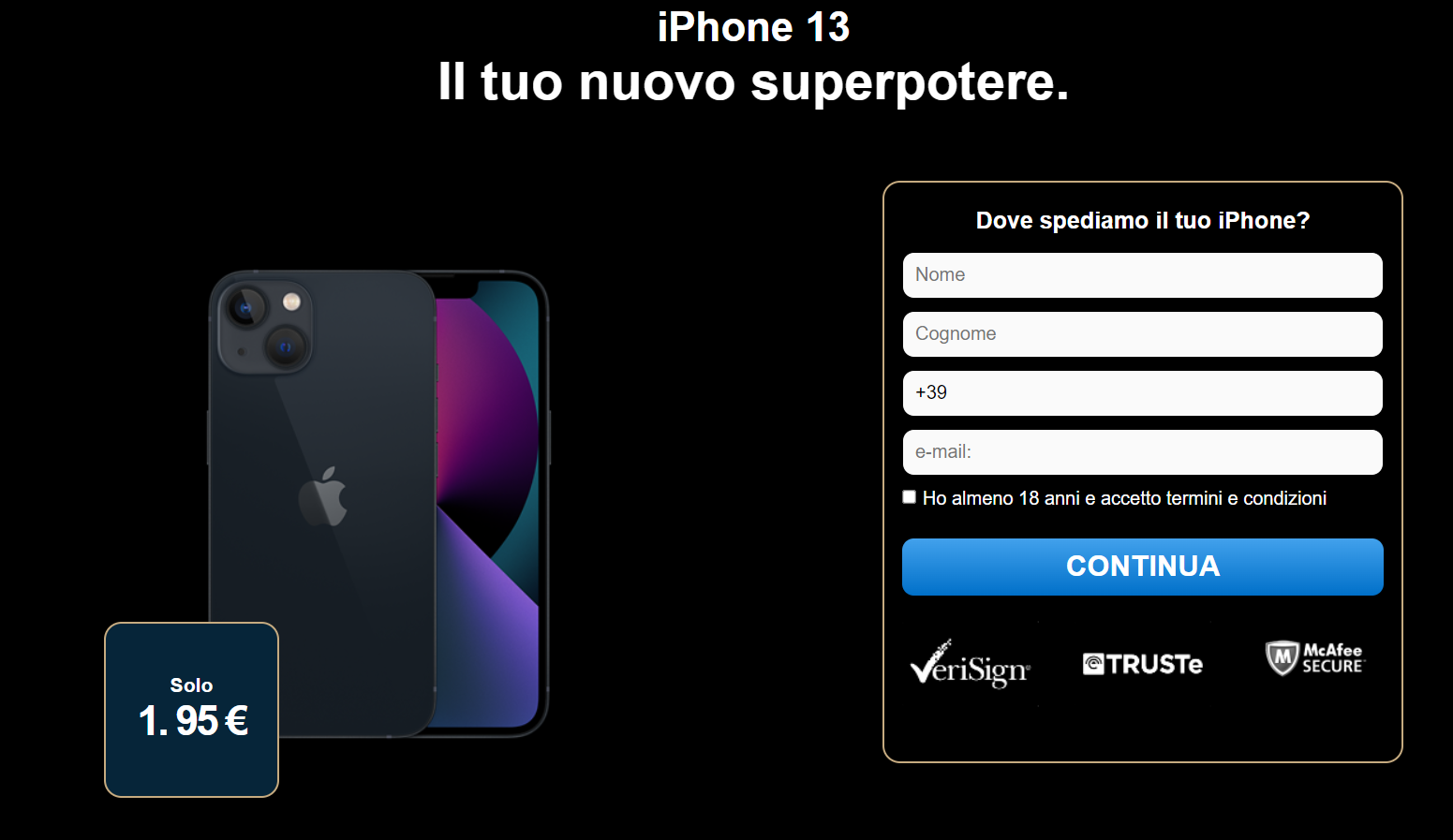 [CC Submit] IT | Win iPhone 13 Black Version | FB Pixel
