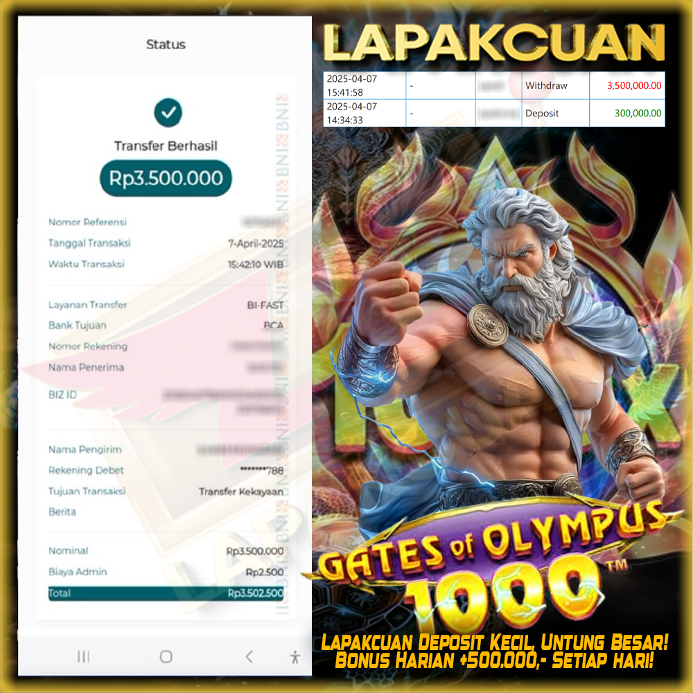 Bukti kemenangan member lapakcuan