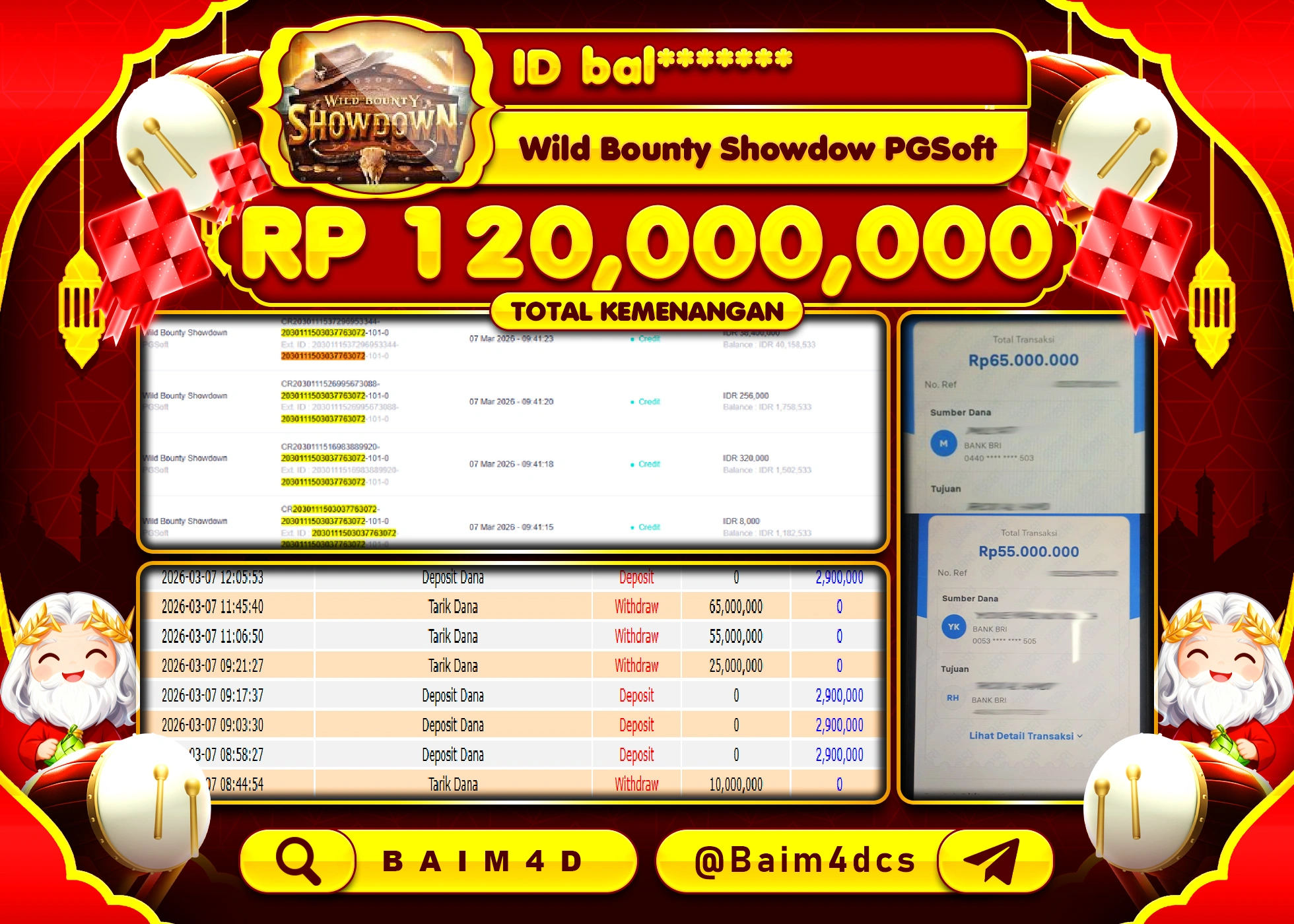 BAIM4D JACKPOT SLOT WILD BOUNTY SHOWDOWN Rp.120,000,000 - LUNAS