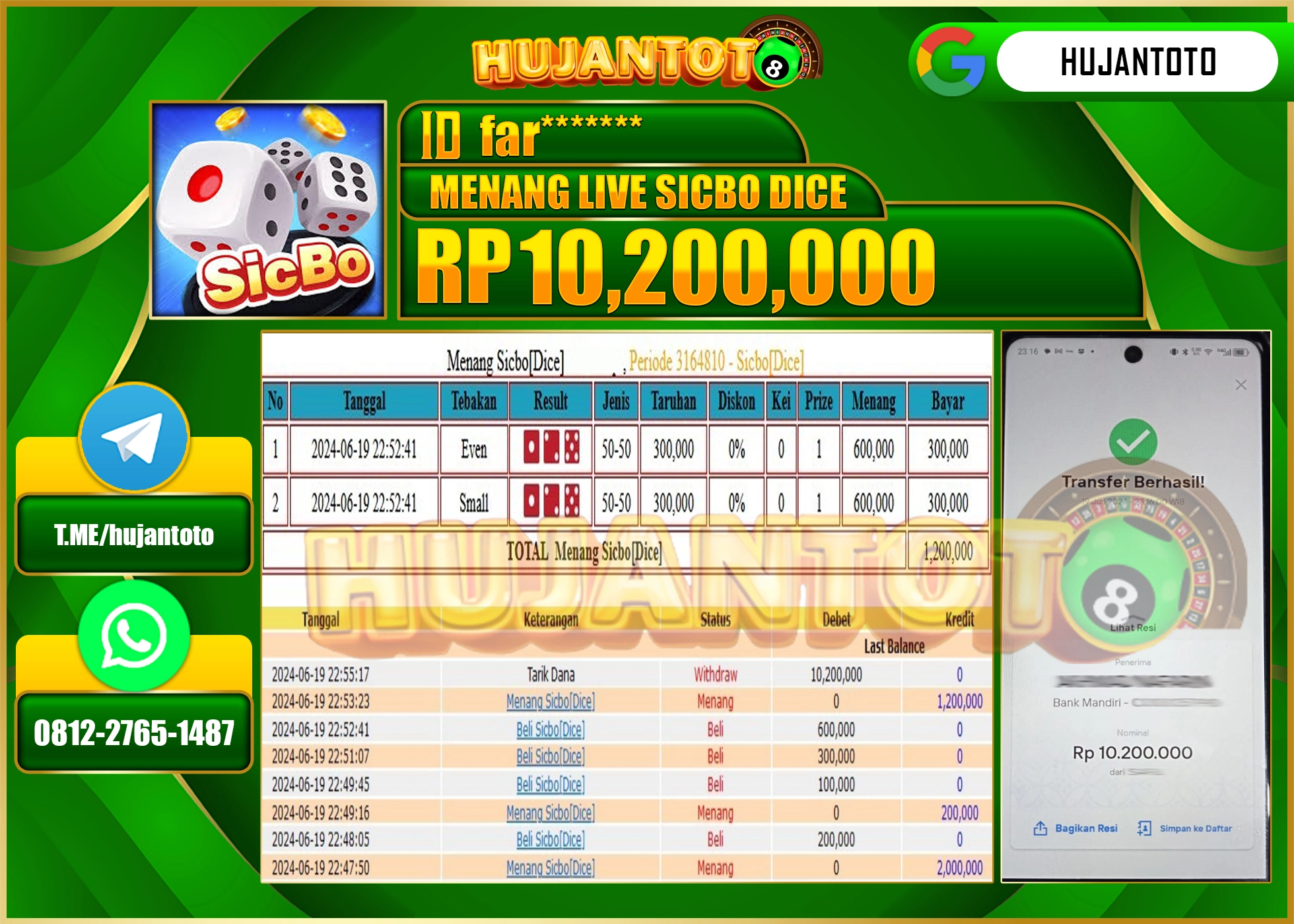 HUJANTOTO MENANG DI SWEET BONANZA 10,200,000 - LUNAS 