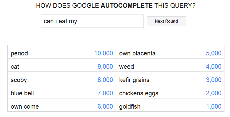 Google Feud  How does Google autocomplete this query?