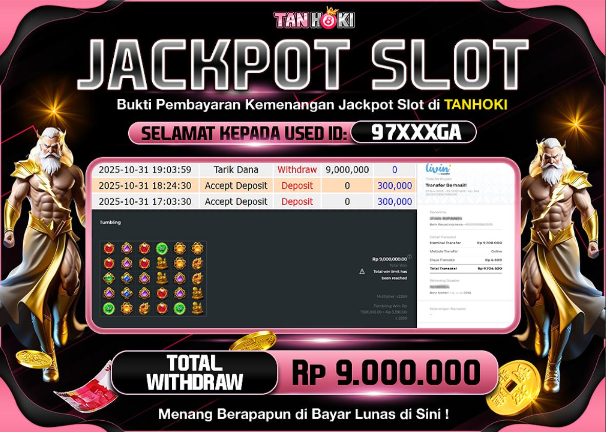 TANHOKI JACKPOT SLOT GATES OF GATOT KACA 1000 Rp..9.000.000,- LUNAS