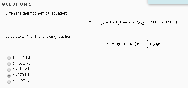 Solved Given the thermochemical equation: 2 NO (g) + O_2 | Chegg.com