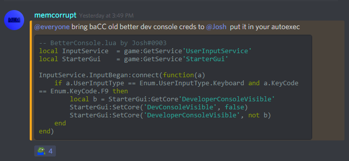 Rel Actual Old Dev Console Script