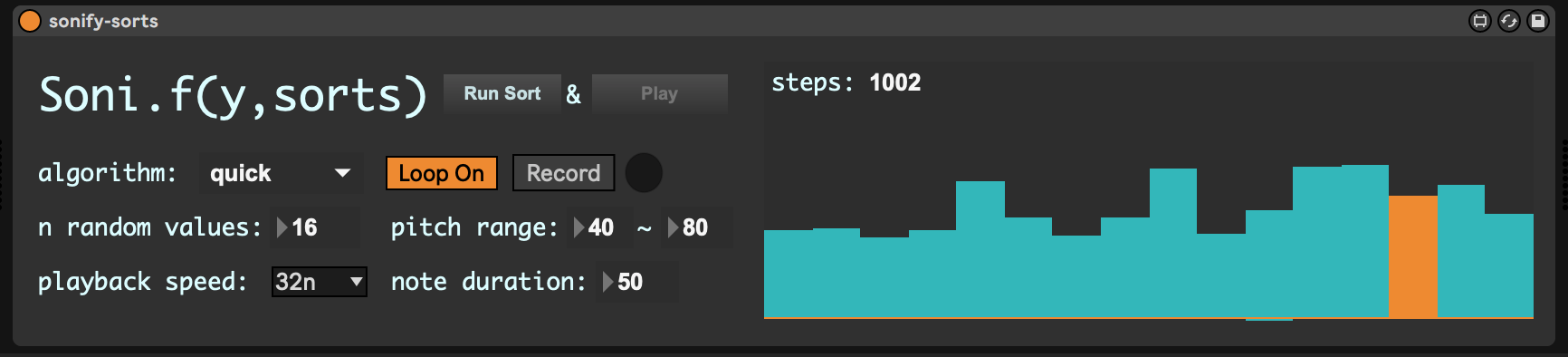 Soni.f(y, sorts) スクリーンショット