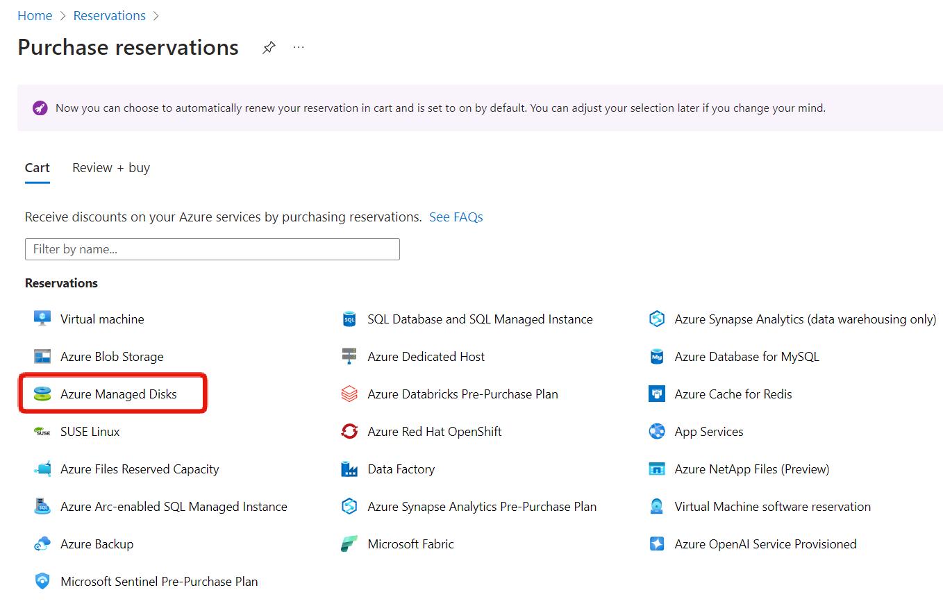 Purchase reservations - Managed Disks