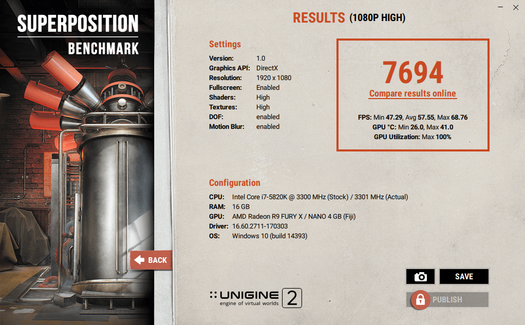 UNIGINE Superposition benchmark Software Operating Systems