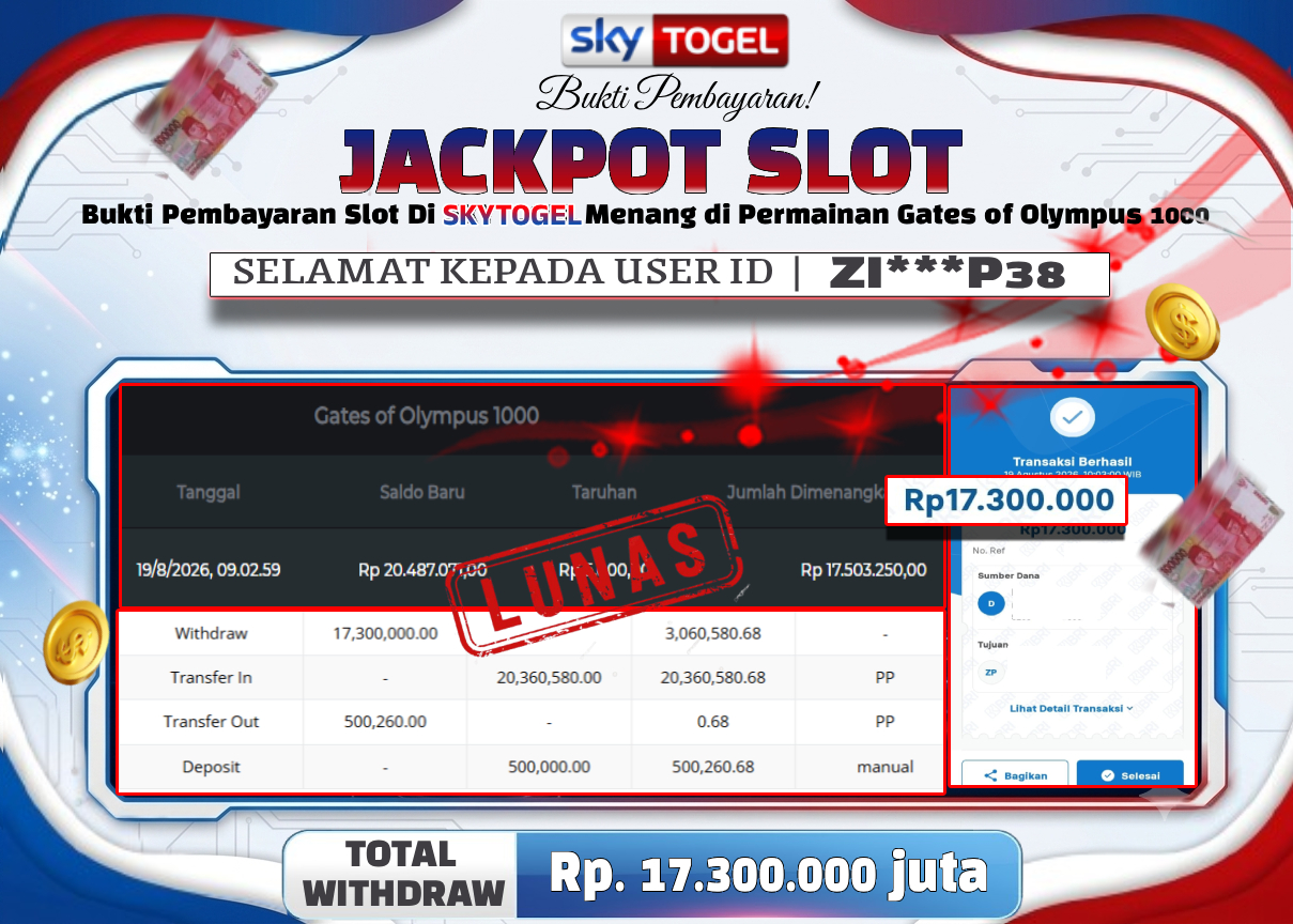 🏆 BUKTI KEMENANGAN  Gates of Olympus 1000   MEMBER SKYTOGEL🏆