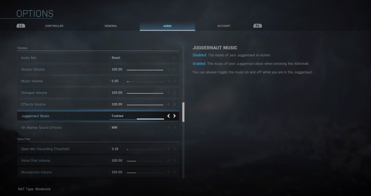 The settings for Call Duty: Modern Warfare - Gamepur