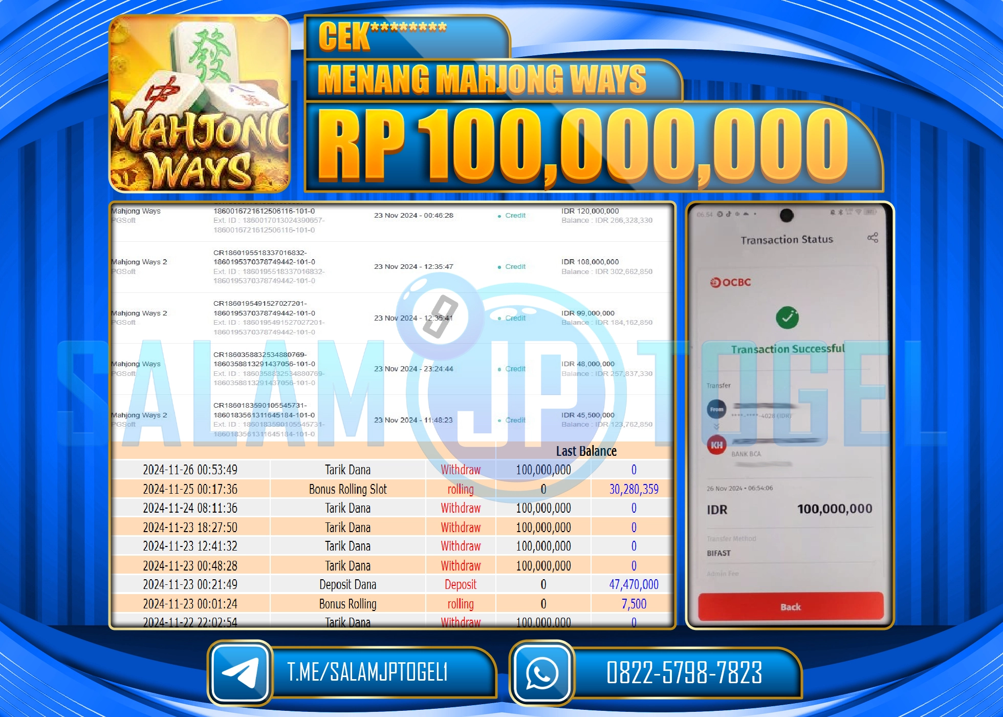 SALAMJPTOGEL MENANG SLOT MAHJONG WAYS 2 RP. 100,000,000 LUNAS