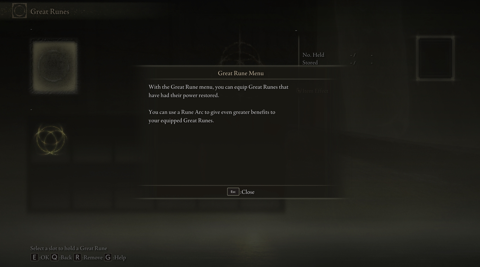 Elden Ring Great Rune menu
