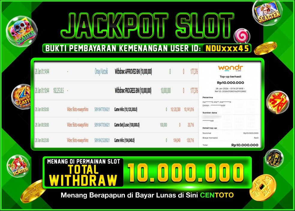 BUKTI JACKPOT LUNAS CENTOTO  RP.10.000.000,-LUNAS